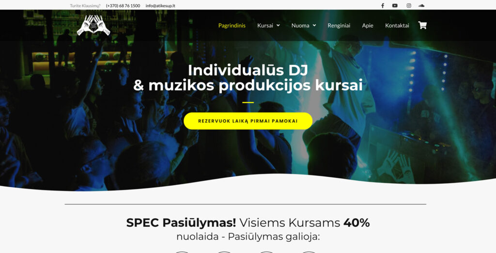 atik esup music school website hero section created by web designer in odense myra production