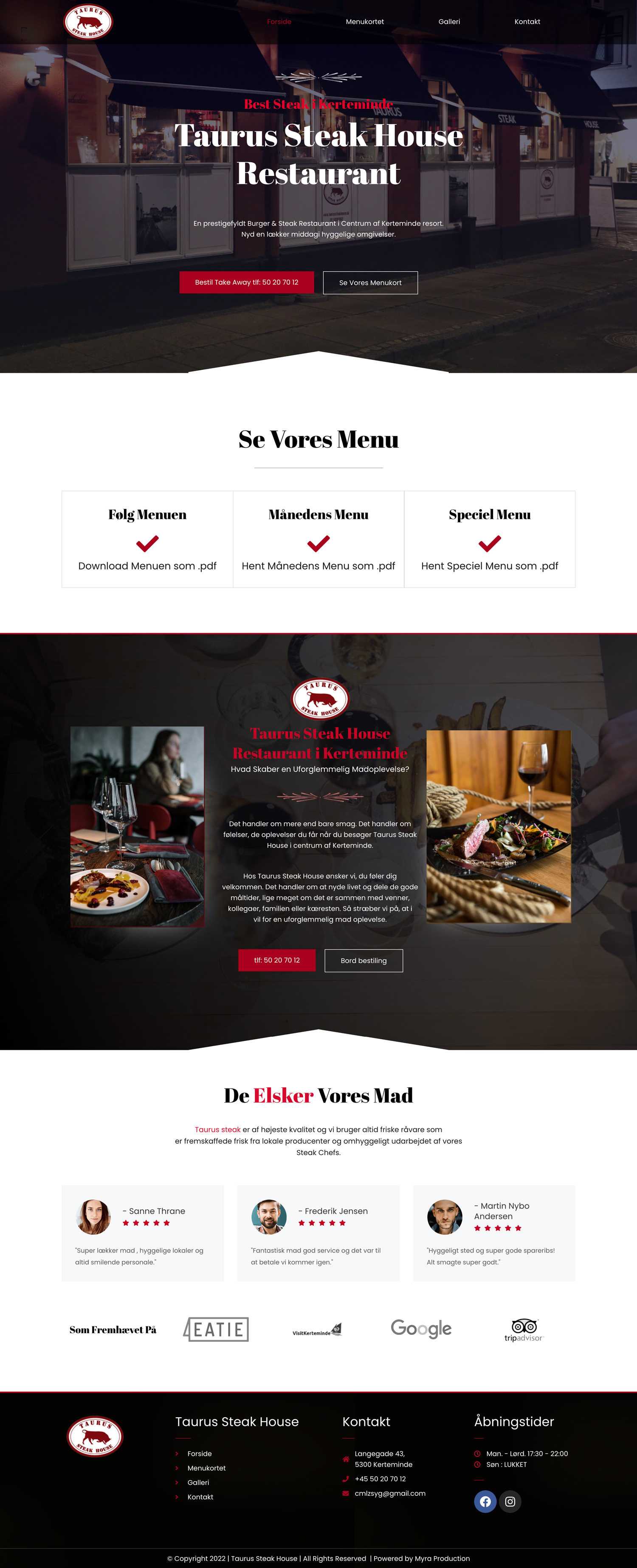 Client Website Taurus Steak House Kerteminde Web Design Odense